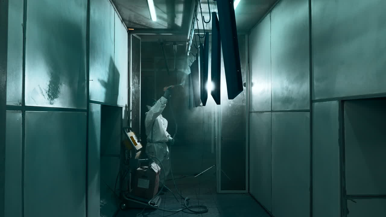 proceso de pintura industrial en una instalación de fabricación