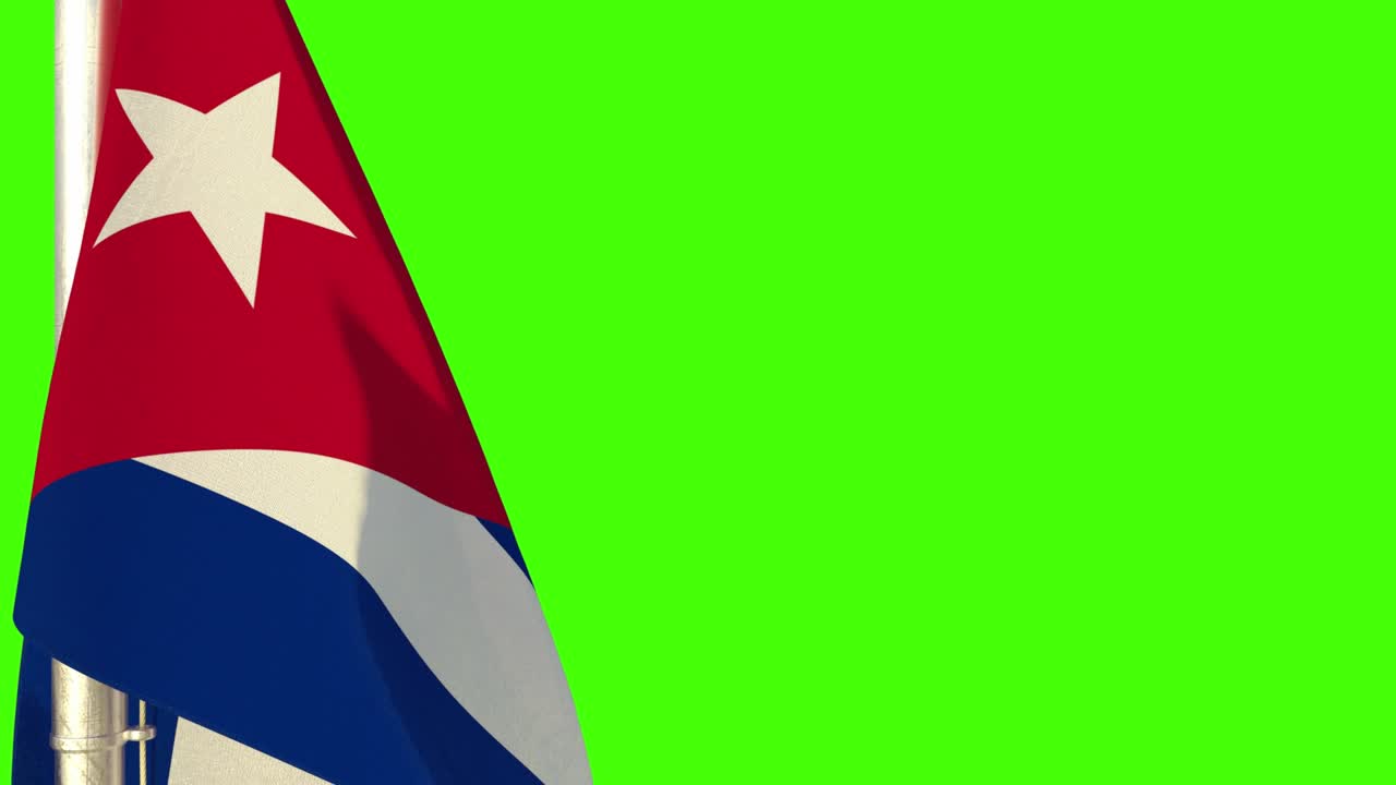 Bandiera di Cuba appesa che sventola su schermo verde, isolata
