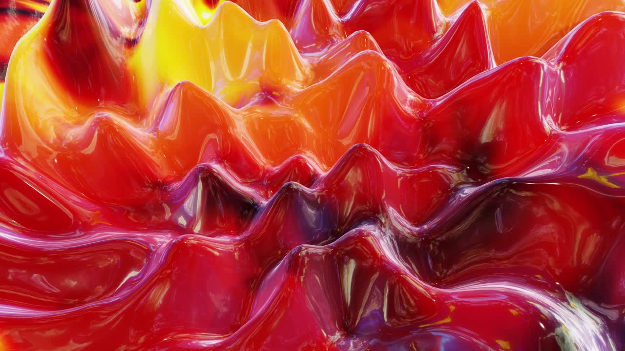 patrón naranja rojo líquido como ondas en movimiento en bucle. bg abstracto elegante 3d de superficie ondulada como mármol líquido brillante con hermosos colores de gradiente. animación fluida colorida de moda de 4k.