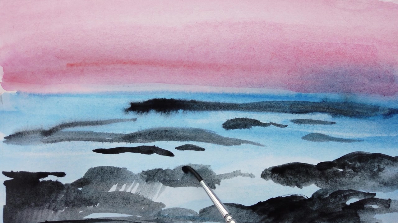 Disegno su carta con colori ad acquerello