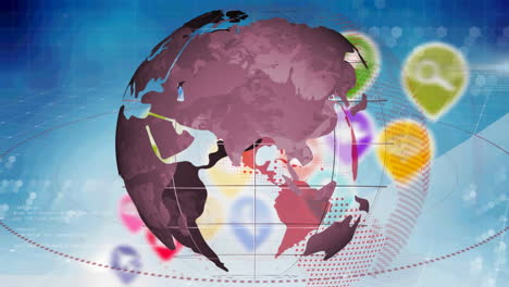 animation of networks of connections with digital icons over globe