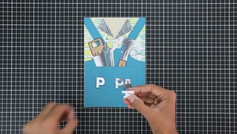 celebrate dad with cards featuring his favorite tools, sticking letters