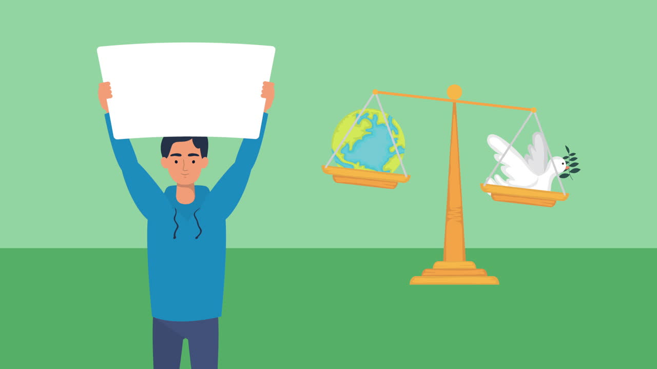 인권에 대한 시위를 벌이는 젊은이