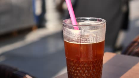 iced coffee in outdoor cafe