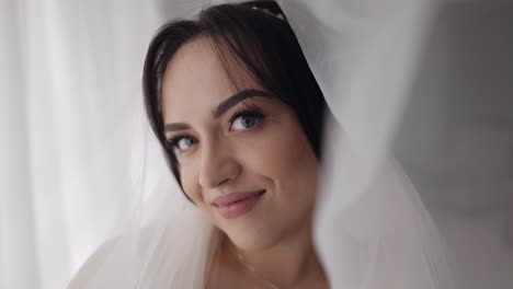 beautiful bride in white veil