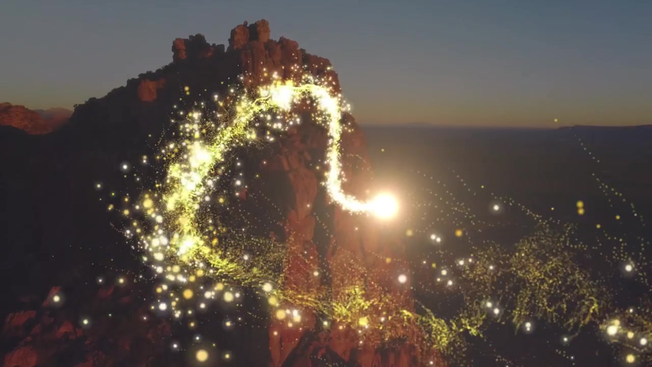 Animation of light trail over landscape
