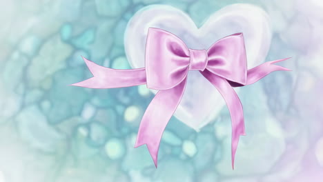 translucent heart with pink ribbon