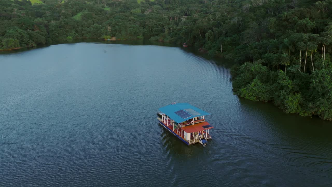 Ferry tour on the the Hatillo Dam Lake, Dominican Republic. Journey near the tropical lake shores