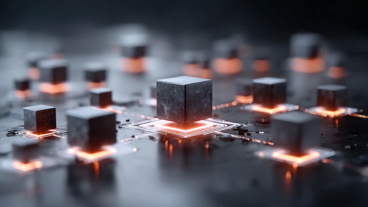 Exploring the Intricate Details of an Abstract Digital Circuitry with Glowing Elements Representing Advanced Technology and Connectivity