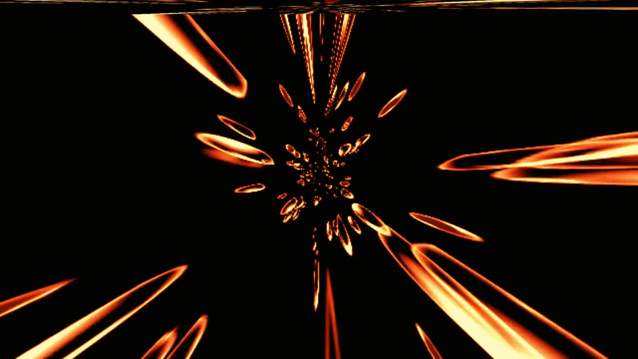Capsule astratte luminose e colorate che si muovono attraverso un tunnel buio