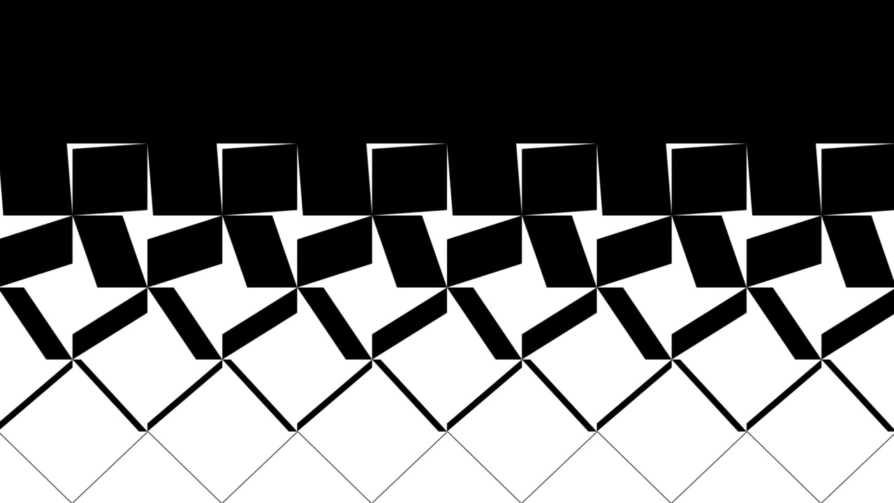 Abstract Geometric Animation of Rotating Squares Transitioning to White Background