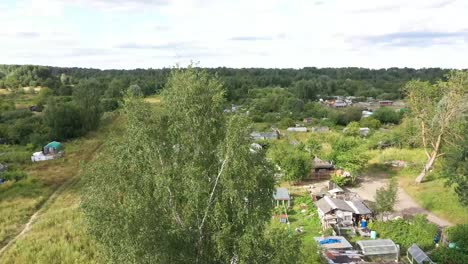 Close-drone-video-of-village-of-illegal-self-made-wooden-houses