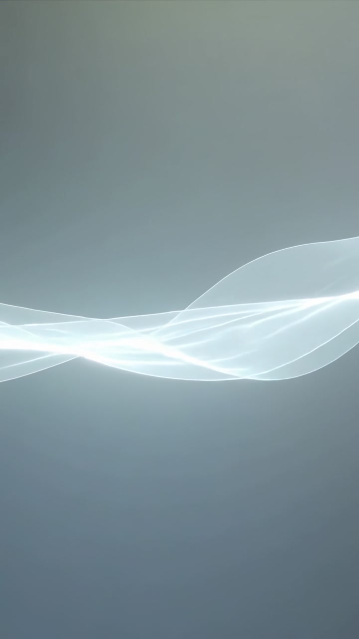 Vertical video: Loop starting, translucent white ribbons sliding across gray-blue gradient, looping