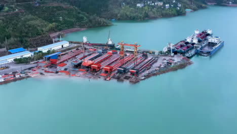 industrial factory real shot of shipbuilding and ship repair yard
