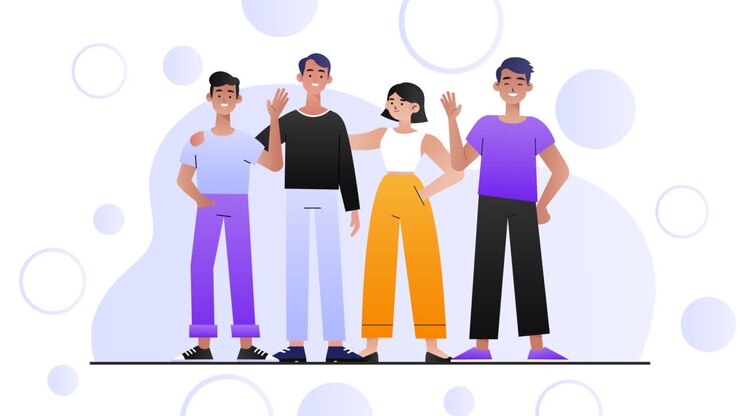 An animation of a Gradient group of people background composition