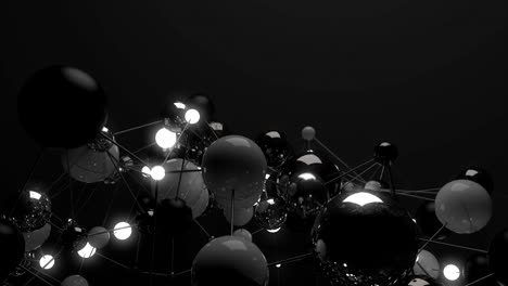 esferas abstractas en una red molecular.