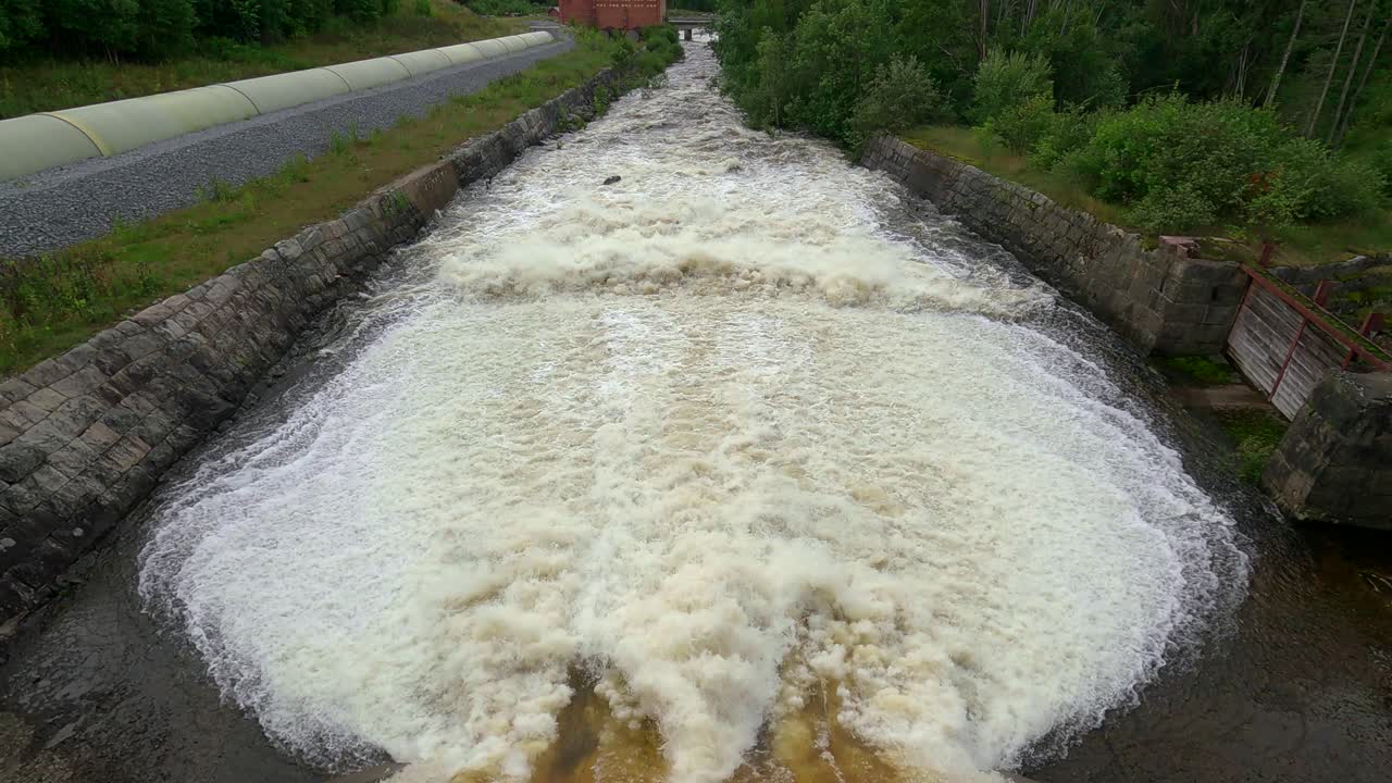 Hydroelectric Power View Of Waterpower, Renewable Energy, Aerial Tilt Up