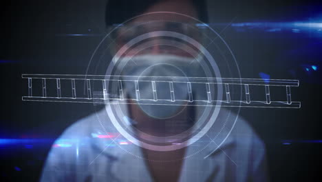 animación de un científico utilizando una interfaz tecnológica