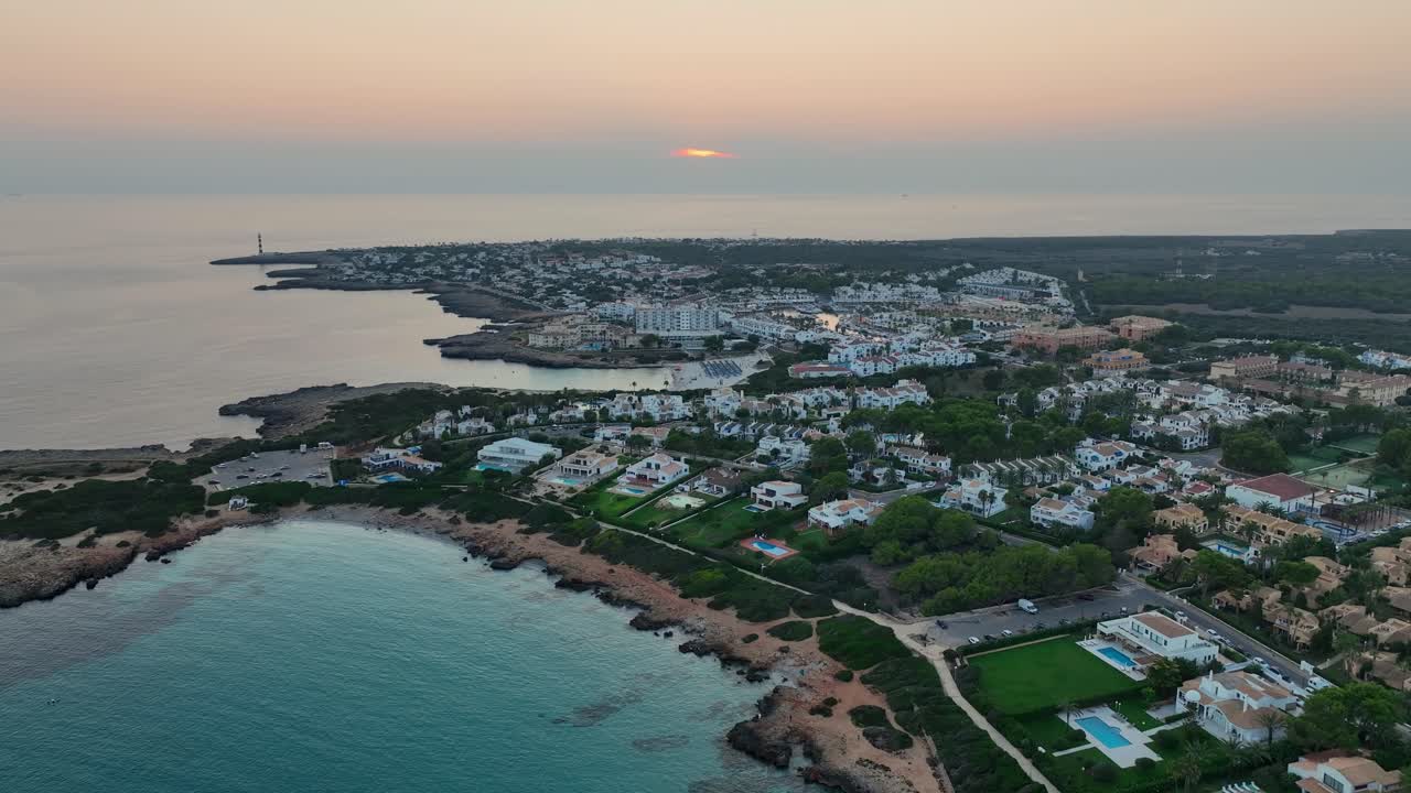 Sunset at Menorca. Drone shot.