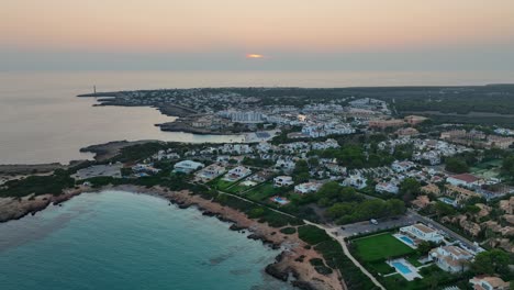 sunset at menorca. drone shot.