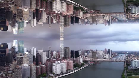 upside down inception effect on a cityscape with a bridge - mirror sky replacement