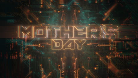 mothers day with computer scheme and neon light