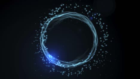 anillo de energía giratorio con partículas y relámpagos