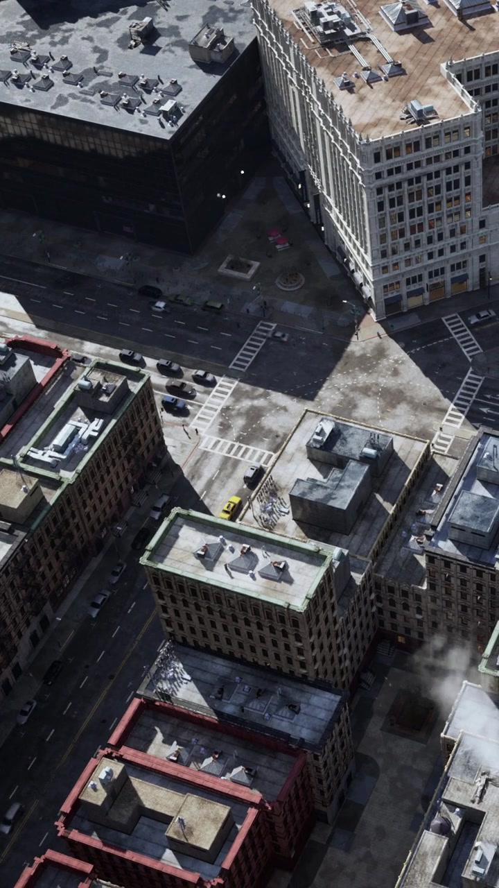 View of city buildings and roads from above during daytime in urban area