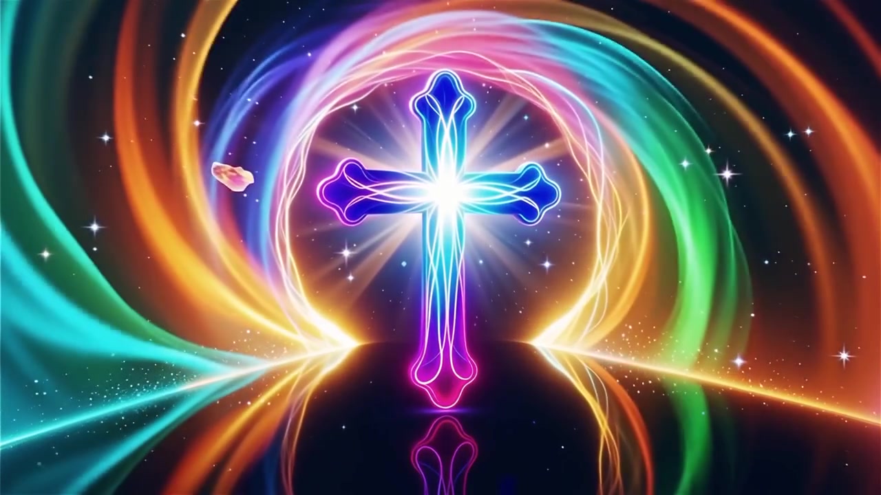 Cruz Cristã Luz Celestial Fundo de Adoração
