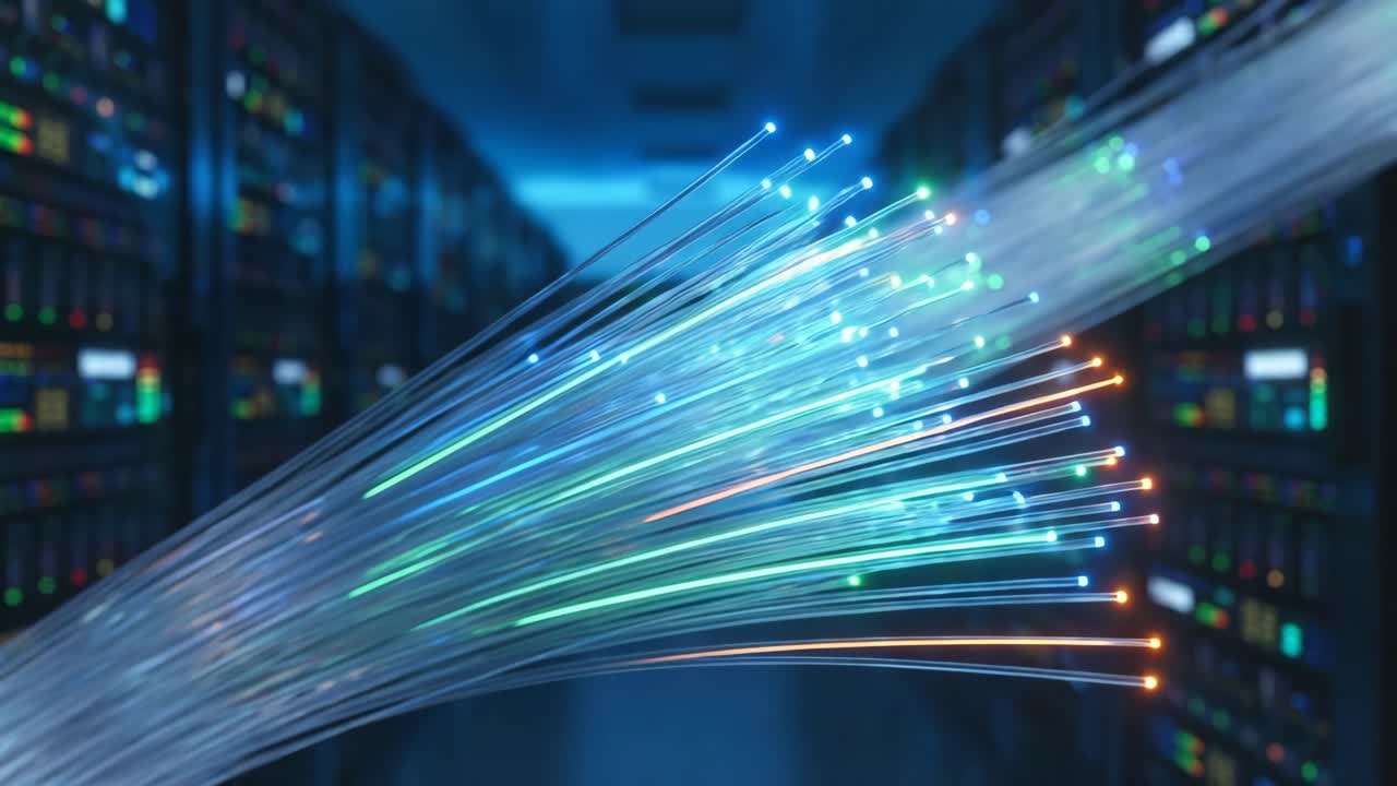 High-Speed Data Flow Through Fiber Optic Cables in Data Center