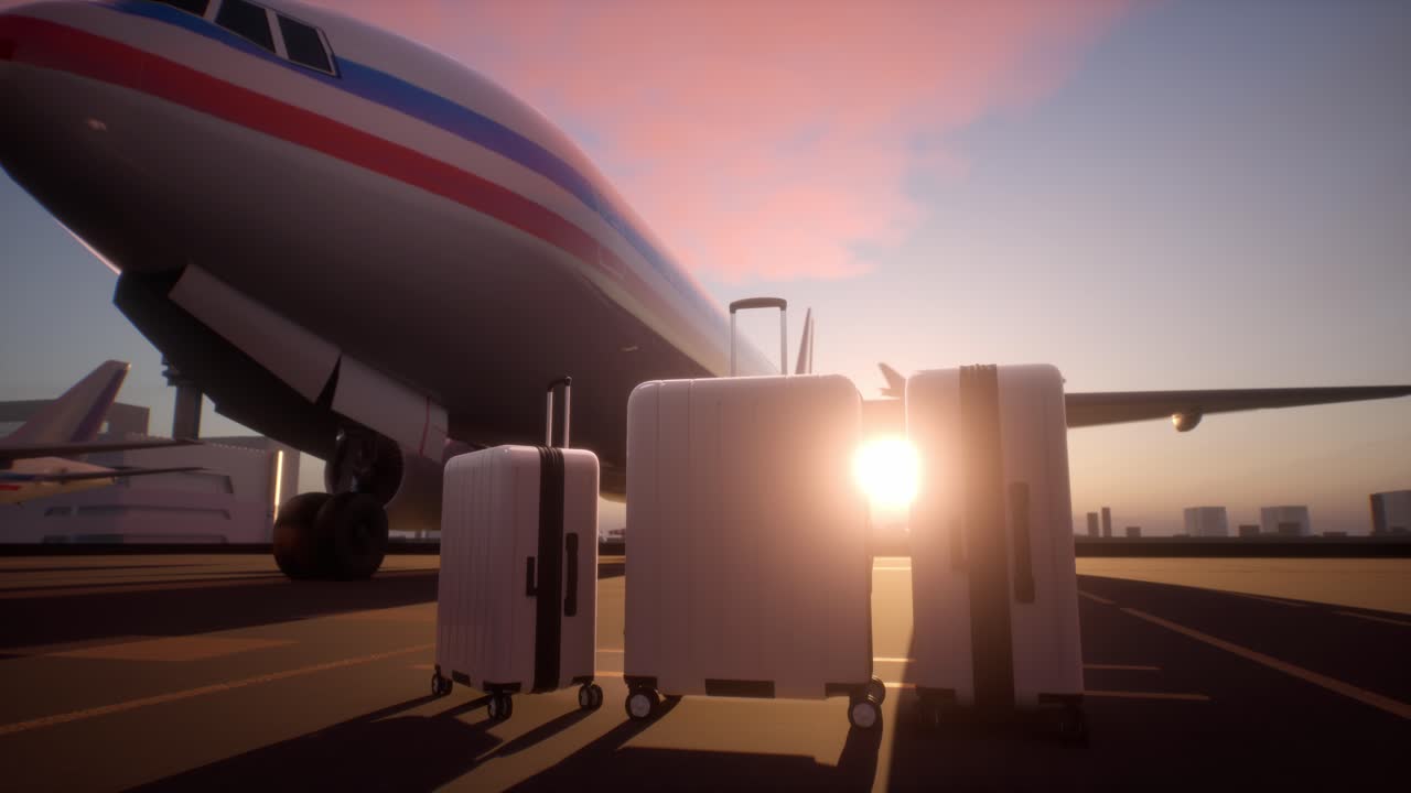 amanecer del aeropuerto con equipaje