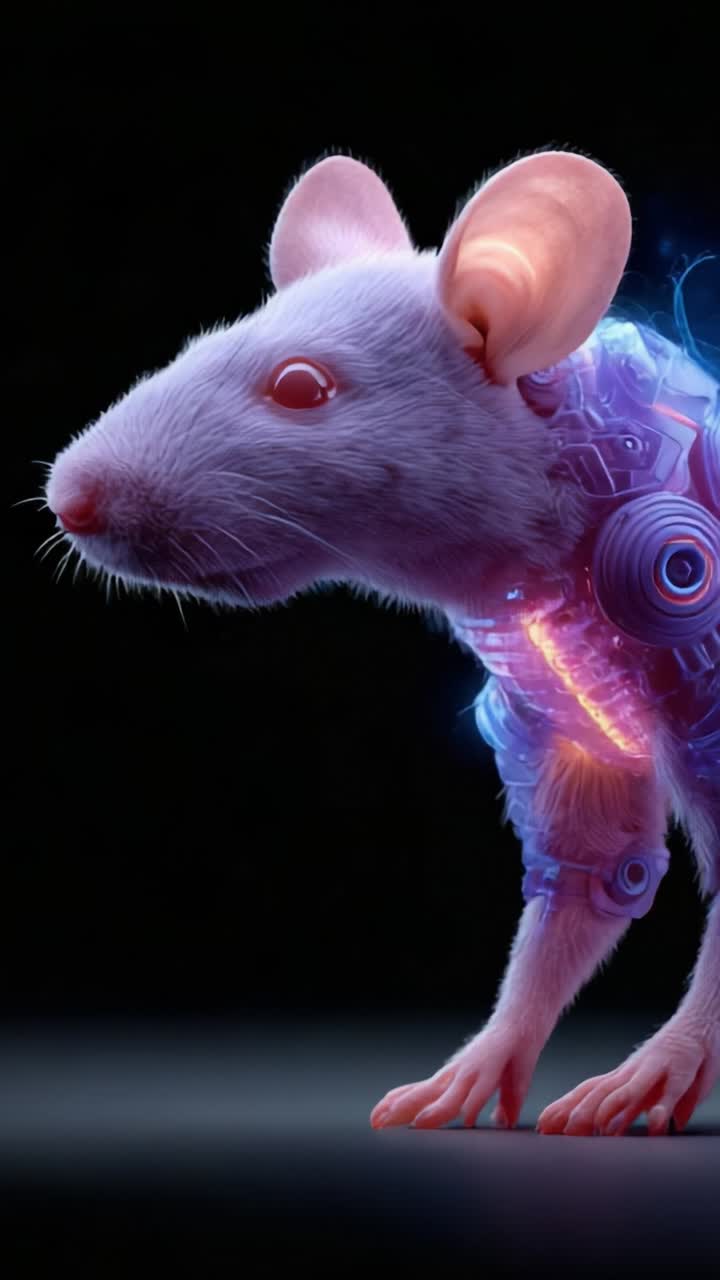 Modifica genetica futuristica: uno sguardo a un mondo fantascientifico con un topo dotato di potenziamenti cibernetici e tecnologia luminescente