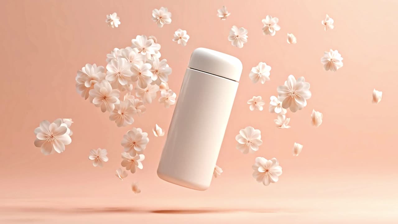 Minimalist thermos with flowers