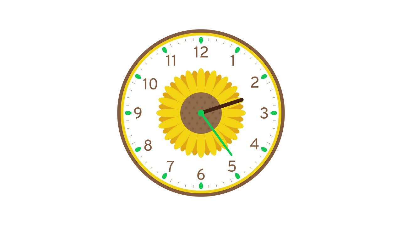 Sunflower Concept Wall Clock Animation Loop