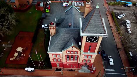 aerial fast push over rooftop of city hall in new bern nc, north carolina