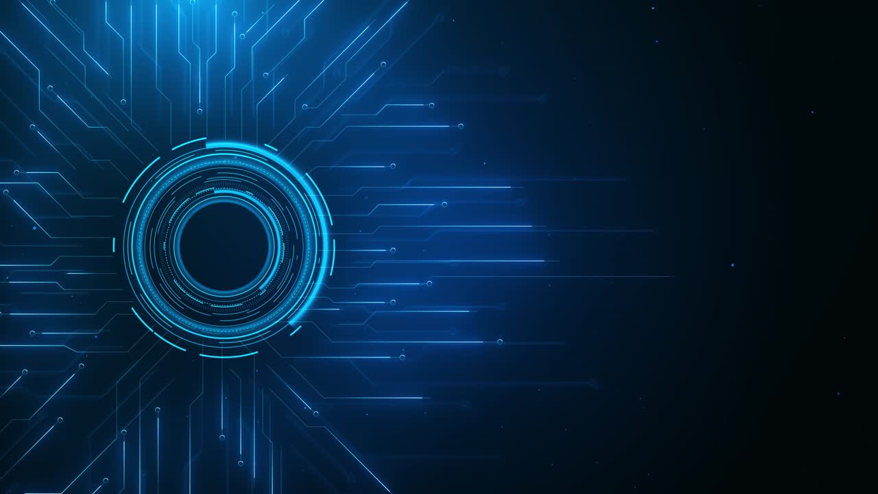 Digital data moving on circuit board cpu high tech artificial intelligence ai data mining processing