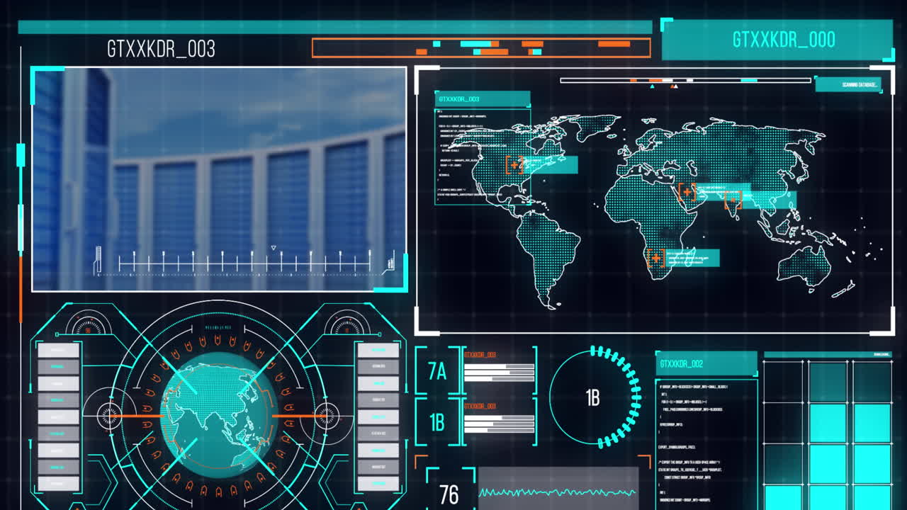 컴퓨터 서버와 함께 화면에서 데이터 처리의 애니메이션