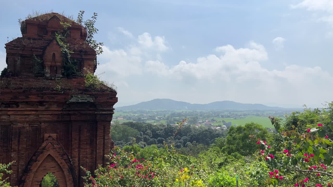 Famous Cham Towers in Central Vietnam at high above viewpoint