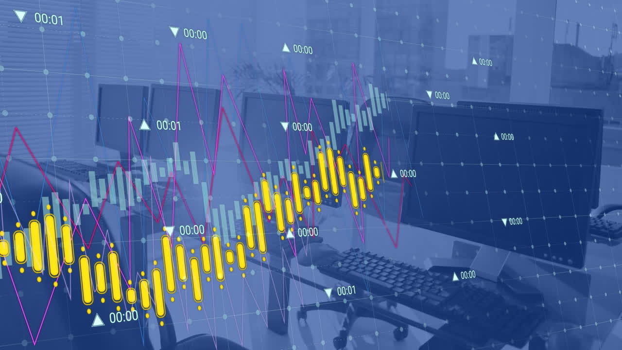 elaborazione dei dati finanziari su un ufficio vuoto.