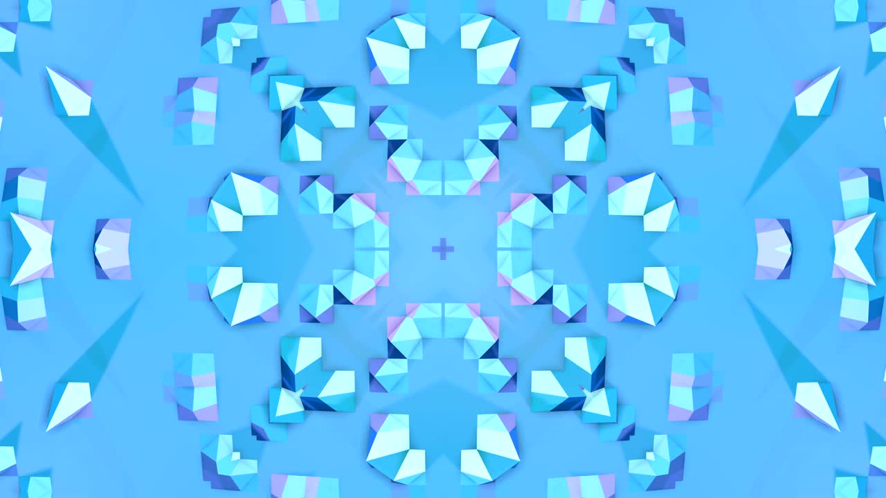 블루 로우 폴리 지오메트릭 추상적인 배경은 움직이는 스테인드 글래스 또는 4k의 칼레도스코프로, 루프 3d 애니메이션, 인기 있는 로우 폴리스 스타일의 원활한 영상입니다.