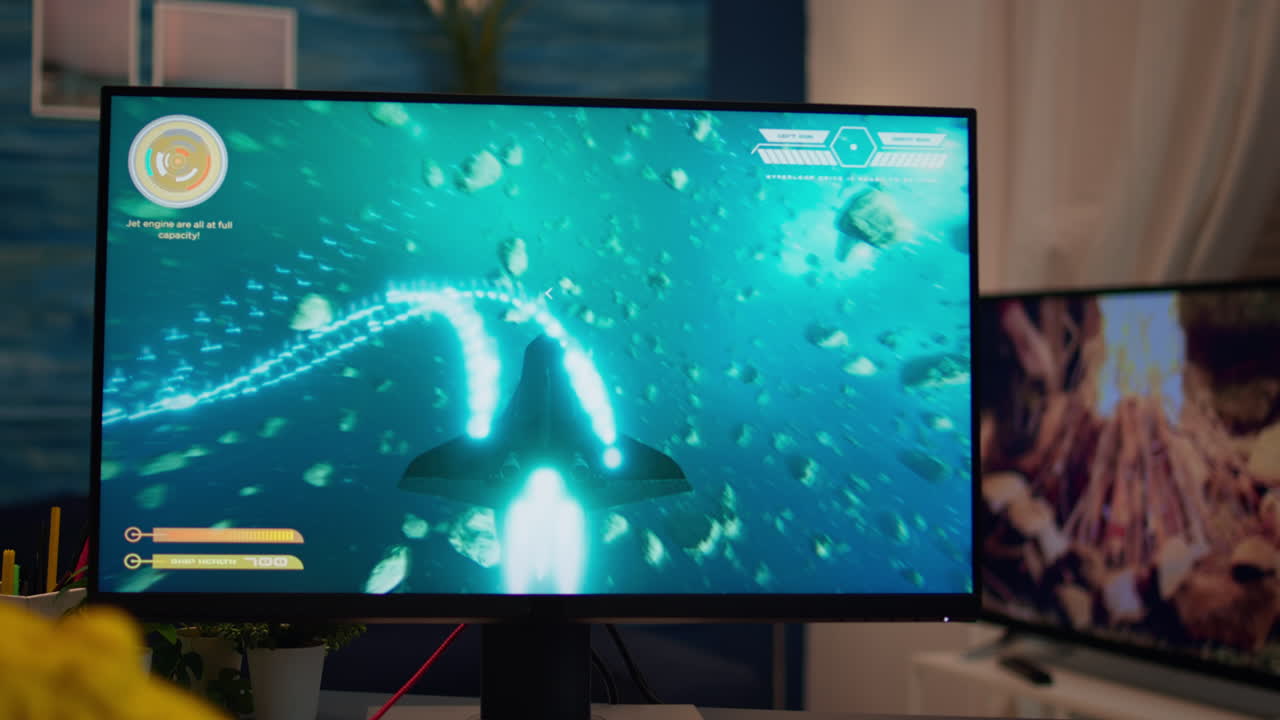 Pro cyber sport gamer playing game with RGB keyboard