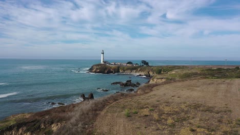 beautiful coastal lighthouse - classic design - aerial view