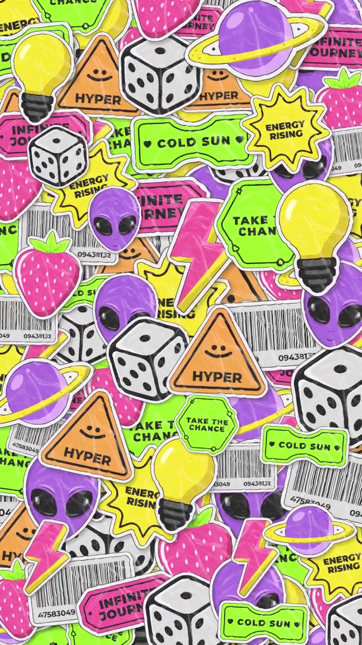 Vivace collage di sticker animati