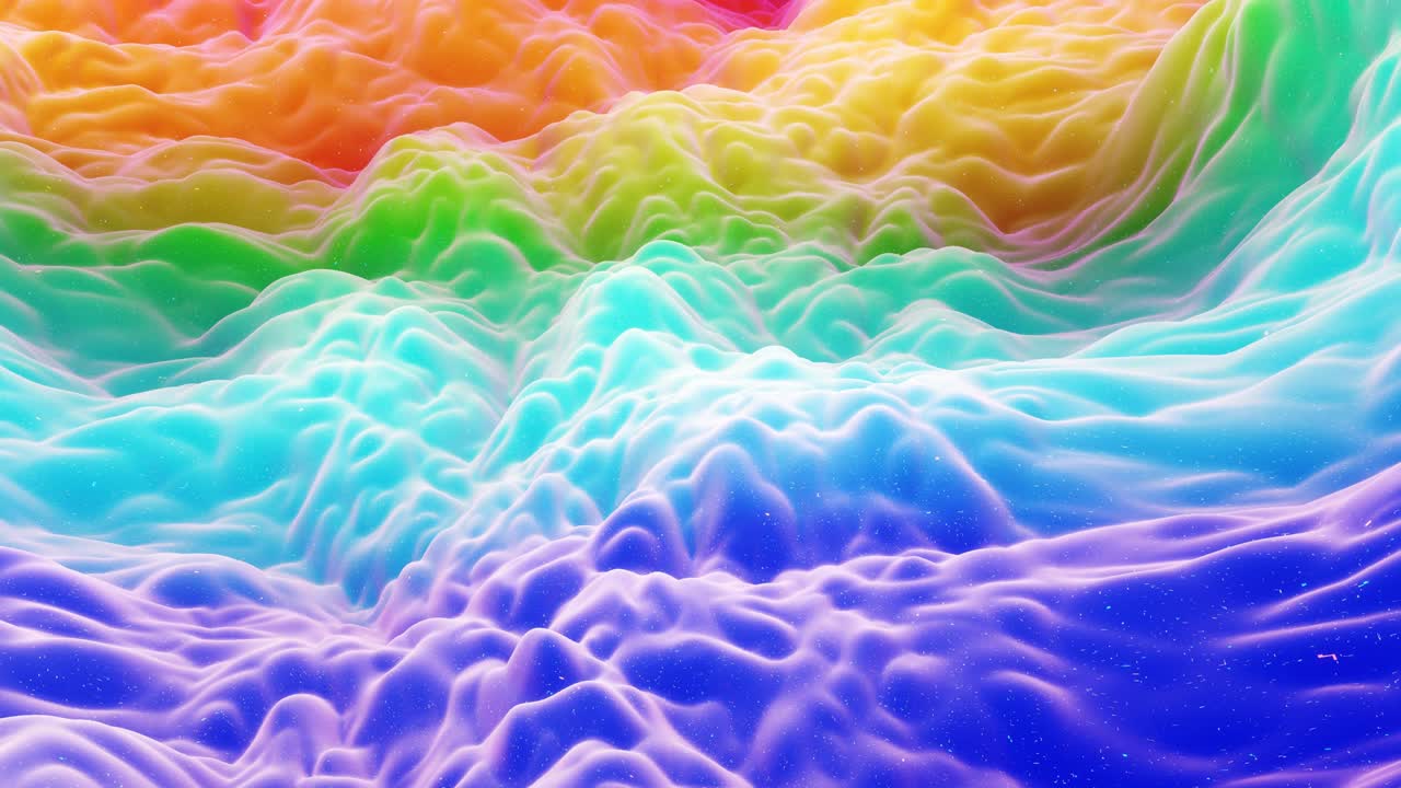 아름답고 추상적인 3d 표면은 반이는 반이고, 어나온 또는 이동된 파동은 루프로 변형됩니다. 무지개 그라디언트, 부드러운 매트 재료, 모피, 달함, 또는 가운 내부 반이는 마말라드.