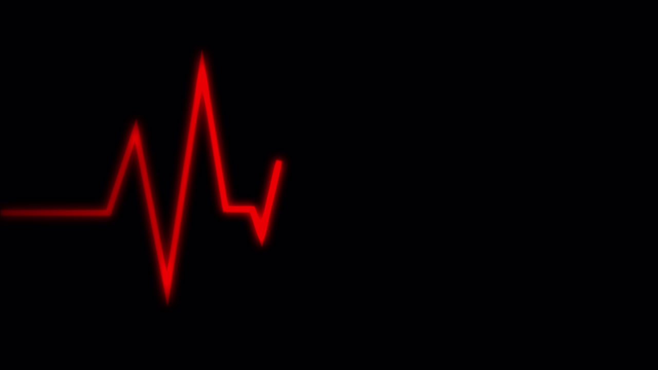 Tracciato ECG rosso animato su schermo nero