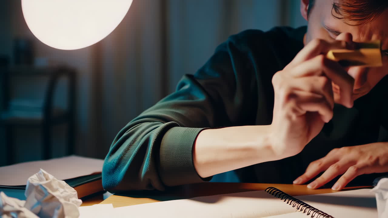 밤 늦게 공부하는 학생