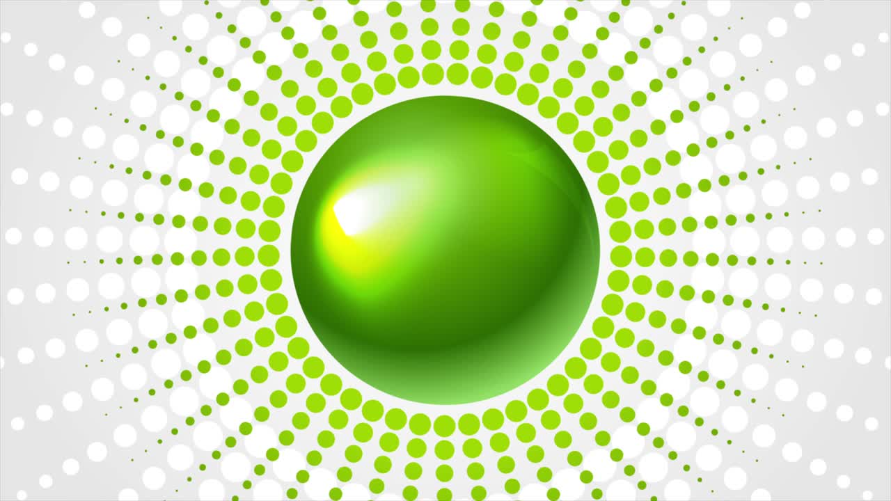 esfera brillante verde y diseño de movimiento abstracto de medio tono
