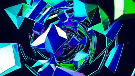 abstract 3d geometric shapes in neon colors