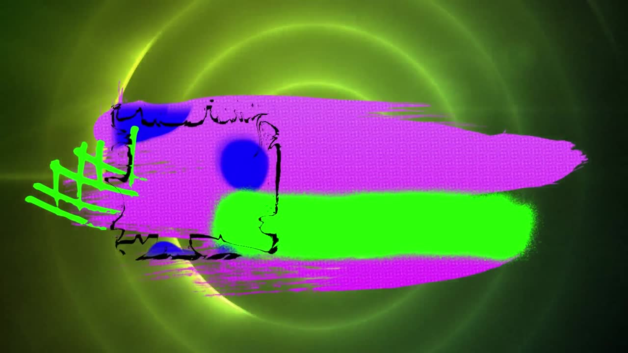 animación de formas abstractas coloridas sobre círculos marrones en el fondo