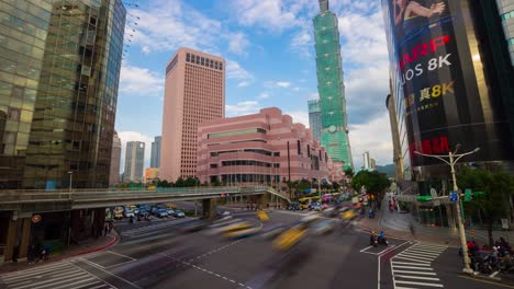 day light taipei city center traffic street tower district panorama 4k time lapse taiwan